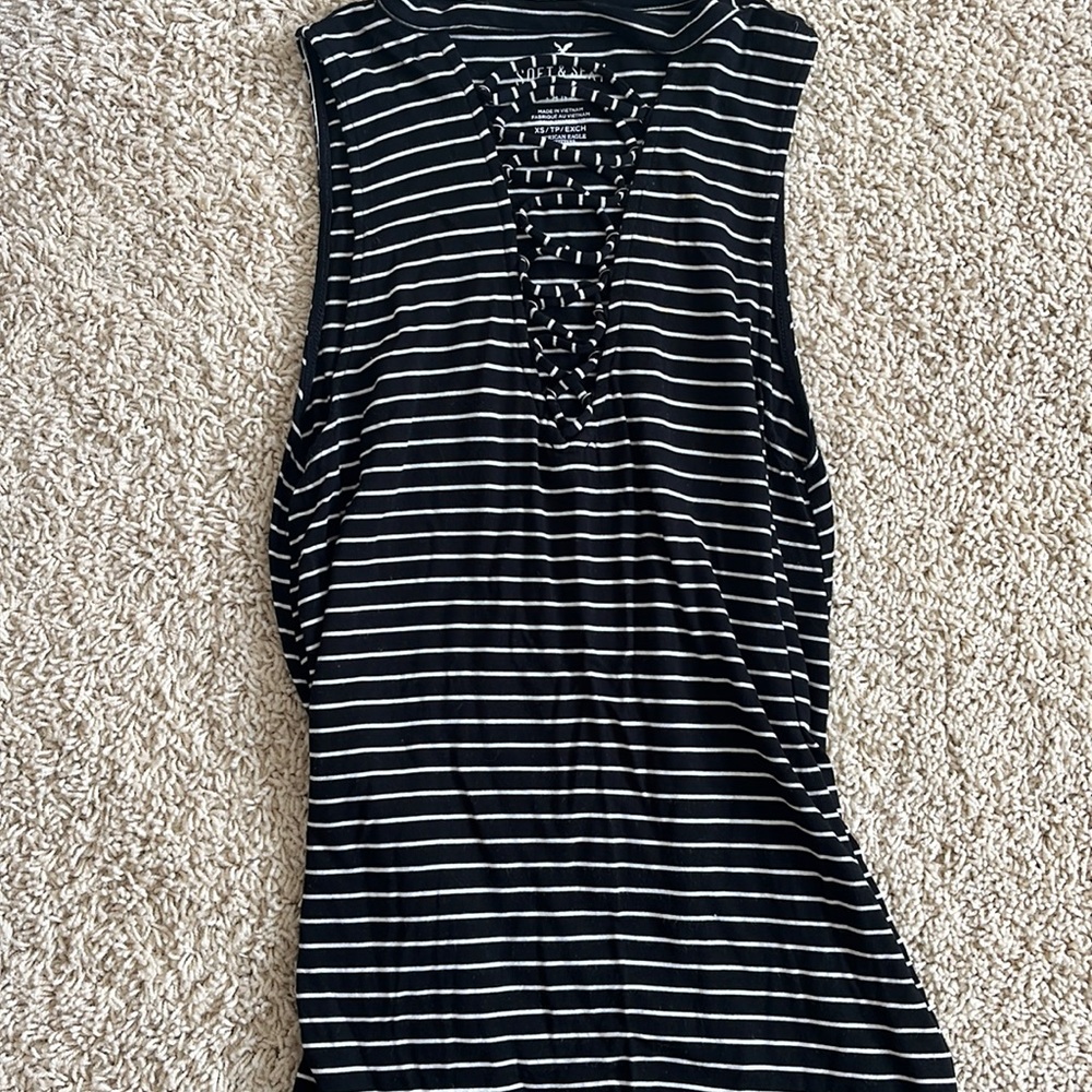 AE striped tank, laced front